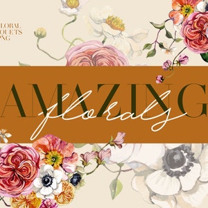 Aquarell Blumen Clipart Boho Blumensträuße Floral Arrangements Grün Illustration Blatt Clip Art Hochzeit Einladung digitales png