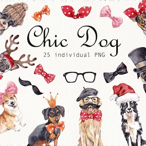 Aquarell schicke Hunde Clipart Tier ClipArt niedliche Clipart Haustier Aquarell Malerei Hunde Porträt Geburtstagseinladung Logo-Design digitales png