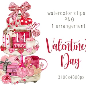 Watercolor Valentine&#39;s day Arrangement Clipart Love Clip Art Wedding clipart Valentines Day Clip art Heart instant download digital png