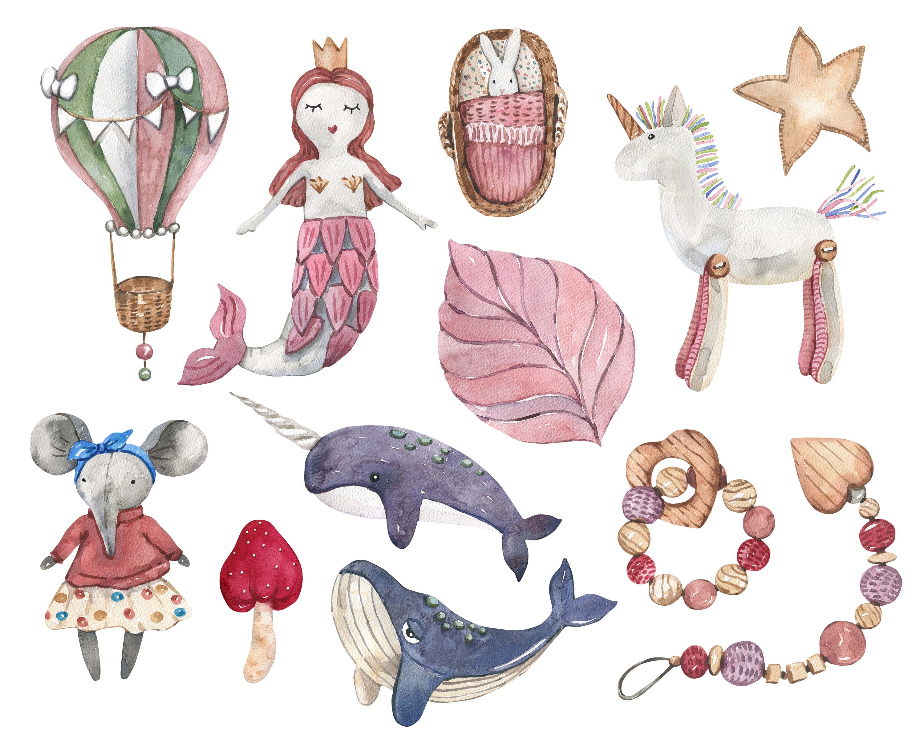 Watercolor Baby Girl Clipart Boho Baby Clothes Toy Clipart - Etsy