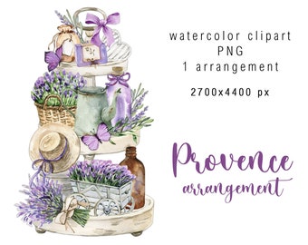 Akvarell lavendel clipart, Provence-illustration (PNG-nedladdning)