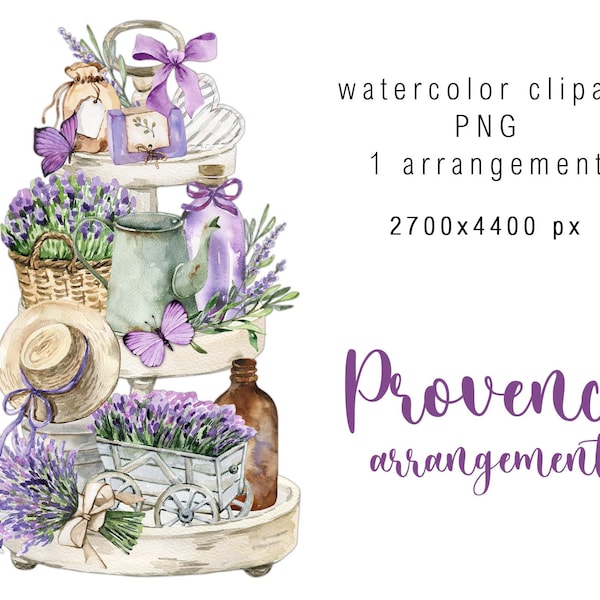 Watercolor Provence Lavender arrangement Clipart House clipart Watercolour Hand painted Provence Wedding invitation logo design png download