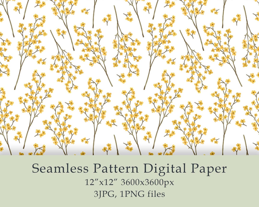 Wildflowers Seamless Pattern Digital Paper Fabric Textile Farmhouse ...