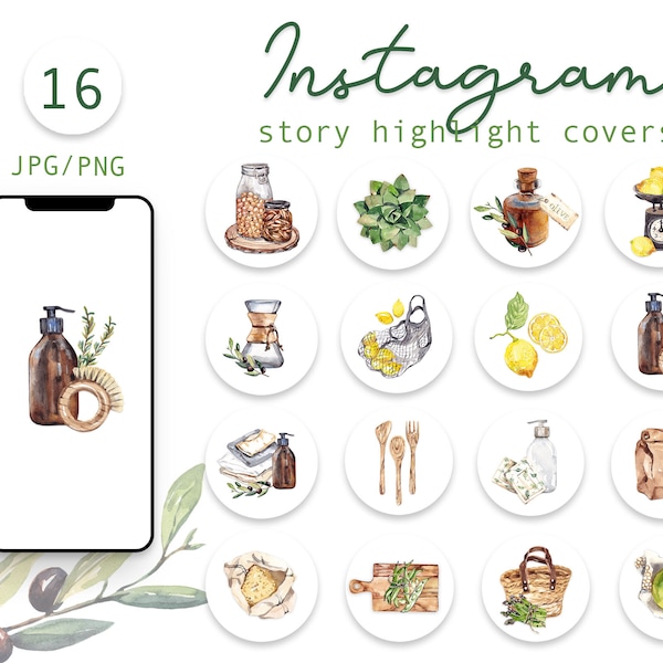 Watercolor Instagram Highlight Icons Boho Lifestyle Highlight Covers Healthy Lifestyle Eco Lifestyle Vegan Instagram Blogger