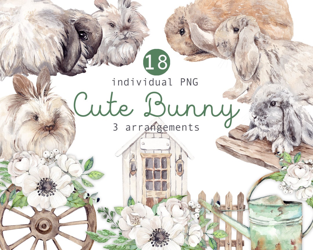 Watercolor Clipart Bunny Baby Shower Clipart Easter Bunny Png Cute ...