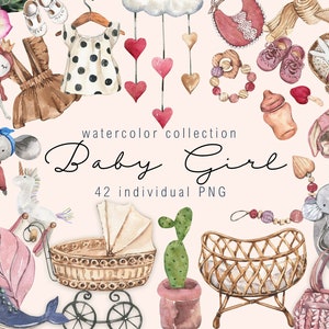 Aquarela Baby Girl clipart Boho Roupas de bebê brinquedo clipart Newborn Boy Cute Kids clip art newborn Kids berçário arte Design de logotipo digital png