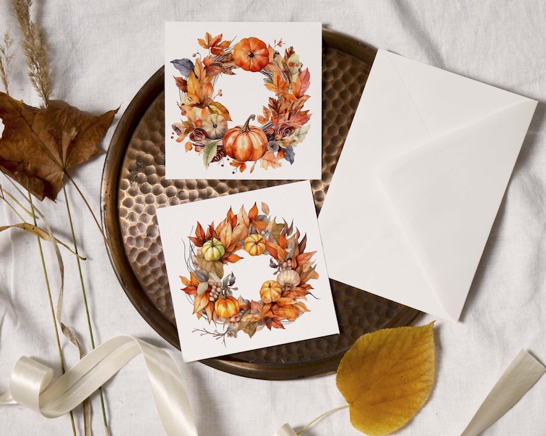 Watercolor Autumn Wreaths Clipart Fall Leaves Clip Art Fall Rustic Fall ...