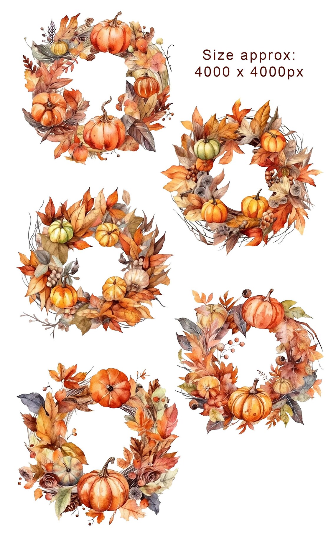 Watercolor Autumn Wreaths Clipart Fall Leaves Clip Art Fall Rustic Fall ...