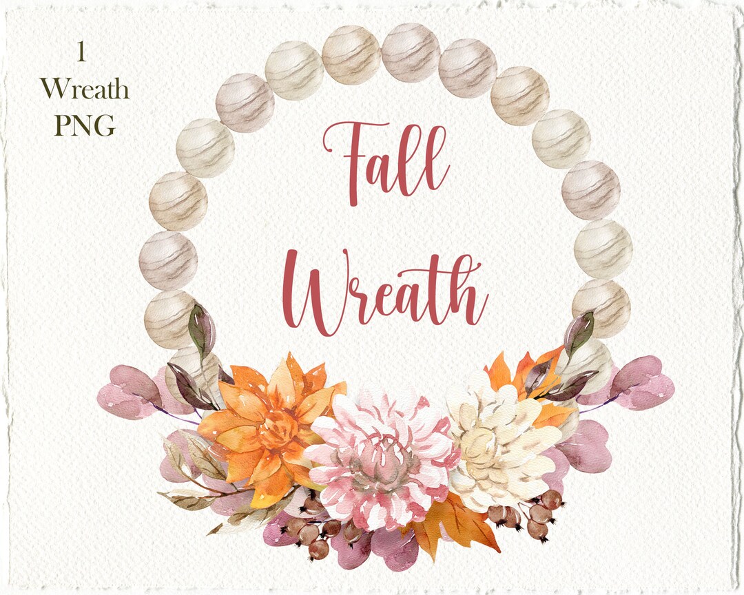 Watercolor Autumn Wreath Frame Rustic Clipart Fall Thanksgiving Wedding ...