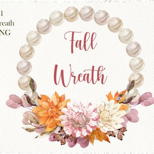 Aquarelle Automne Couronne Cadre Rustique Clipart Automne Thanksgiving Décor de mariage Logo desig Rustic Woodland Home Decor arrangement numérique png