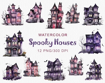 Aquarell Hexe Spooky Haus Clipart Halloween Clip art Dunkle Clipart transparenten Hintergrund Scrapbooking digitaler Download PNG