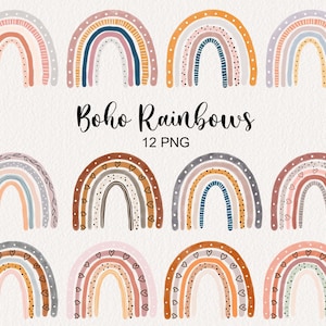 Dessin à la main Rainbow Clipart Modern Rainbow Clip Art Rose Beige Marron Aquarelle Abstrait Arcs-en-ciel Boho Pastel Arcs-en-ciel numérique png