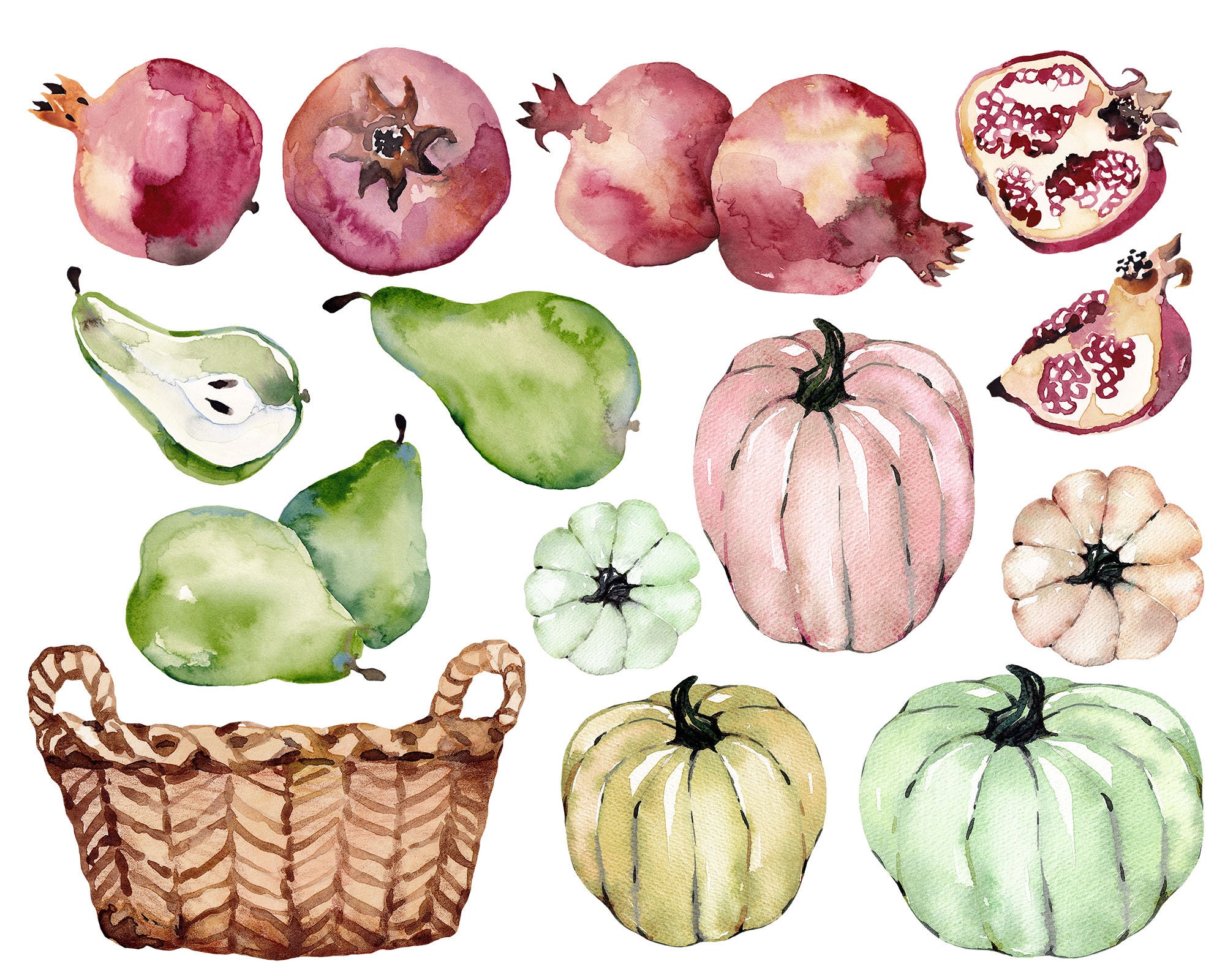 Watercolor Autumn Clipart Fall Wreath Thanksgiving Day Clip Art ...