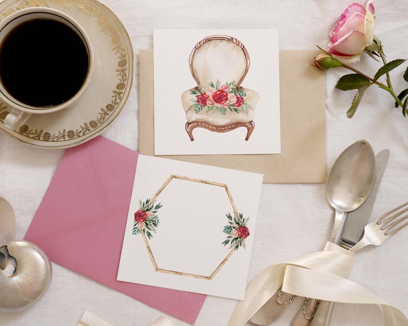 Watercolor Wedding Arrangements Wedding Elements Clipart Burgundy