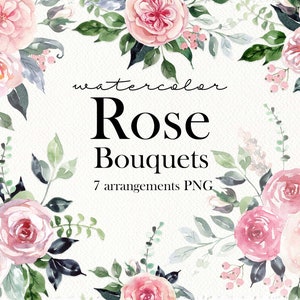 Aquarelle Rose Bouquets Clipart fleurs roses clip art verdure botanique feuilles clipart mariage invitation design illustration numérique png