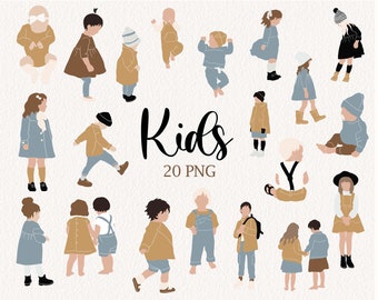 Hand drawn Kids and Babies clipart Abstract kids clipart Mother Day Kids Eco Style Clipart Baby shower boy girl  PNG digital download