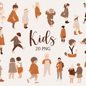 Hand gezeichnete Kinder Clipart Baby Shower Junge Mädchen Abstrakte Kinder Clipart Muttertag Kinder Öko Style Clipart PNG digital download