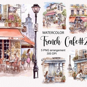 Aquarell French Cafe#2 Anordnung Cafe Fenster Hochzeit Clipart niedlich Haus Clip Art Aquarell Gebäude Häuser Pflanzen Logo Design png