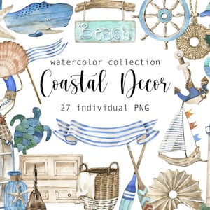 Acuarela costera decoración Clipart verano paisaje marino náutico playa interior faro clip art verano madera mar decoración naturaleza png