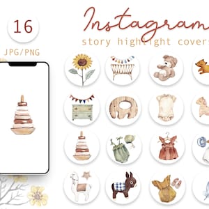 Aquarell Instagram Highlight Icons Aquarell Illustrationen Instagram Story Highlight Cover Mom Blogger Aquarell Baby Boho Icons