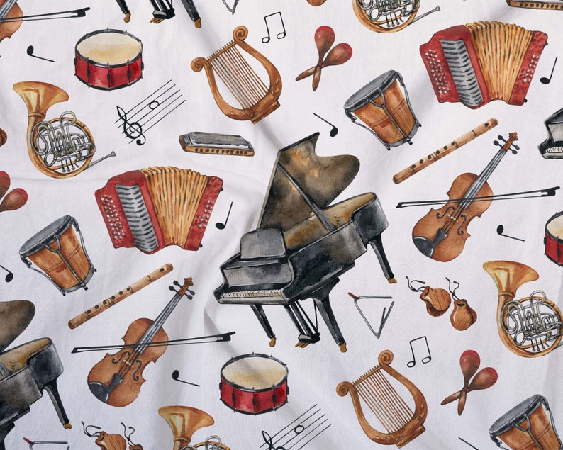 Watercolor Musical Instruments Seamless Pattern Digital Paper Musical ...