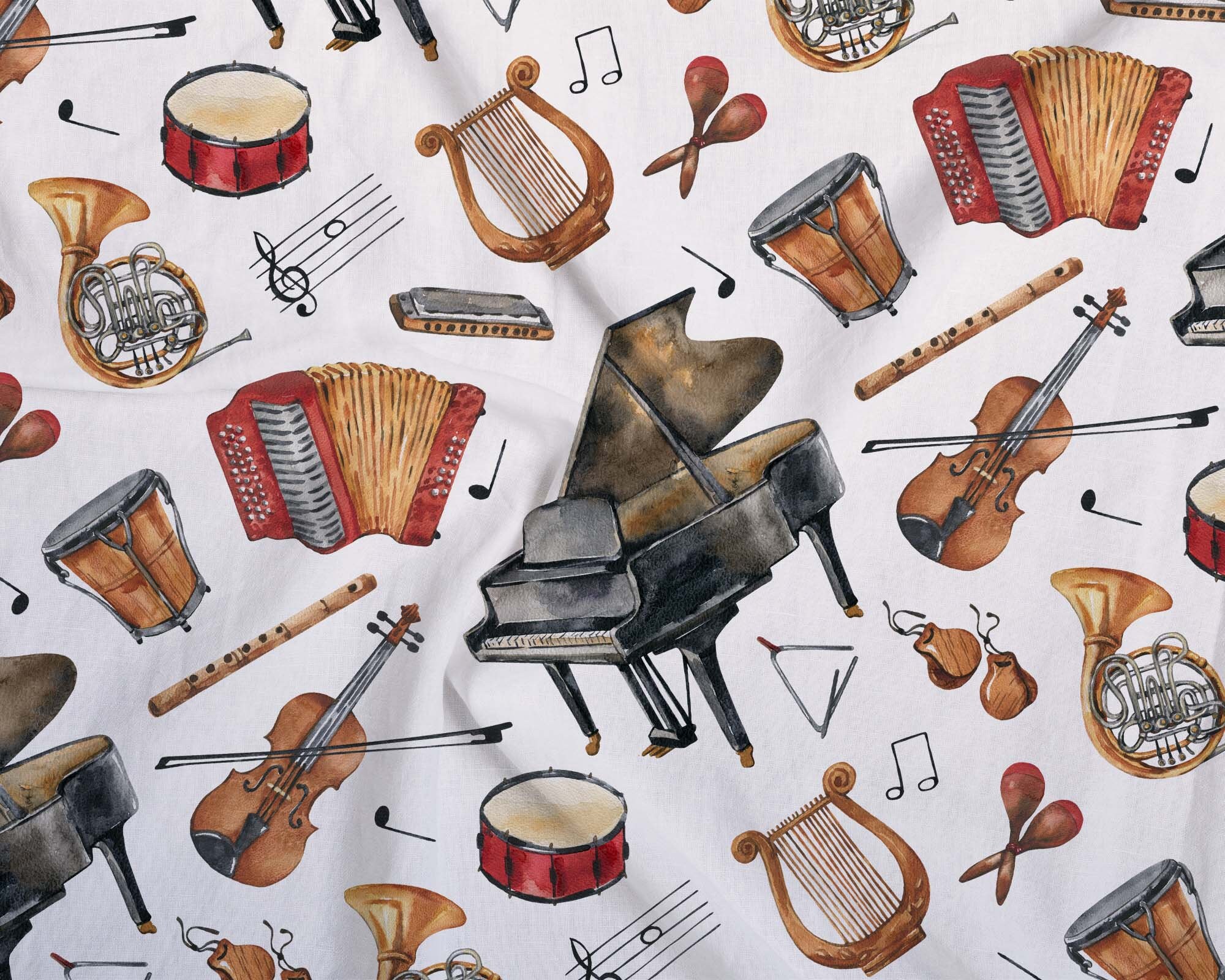Watercolor Musical Instruments Seamless Pattern Digital Paper Musical ...