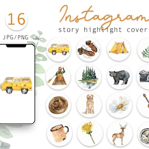 Aquarell Reise Instagram Highlight Icons Aquarell Illustrationen Instagram Story Highlight Cover Reise Blogger Aquarell Icons