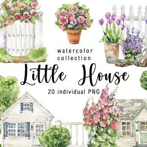 Aquarela Casinha Clipart Fazenda Casamento clipart Árvore Verão Casa de campo clipart aquarela edifícios casa logotipo planta png