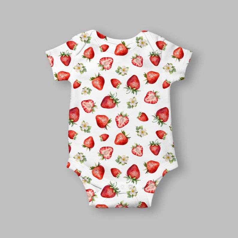 Watercolor Strawberry Seamless Pattern Digital Paper birthday png Sweets fruit Fabric Textile Farmhouse Decor Garden Design Digital JPG PNG image 3