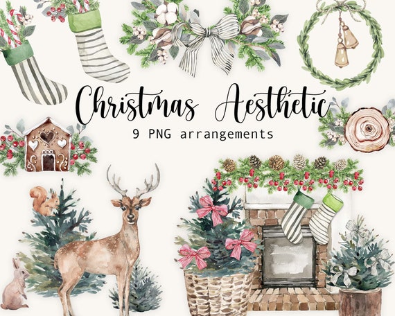 Christmas Clipart Aesthetic Watercolor Christmas Aesthetic Clipart Home Decor Cozy - Etsy Canada
