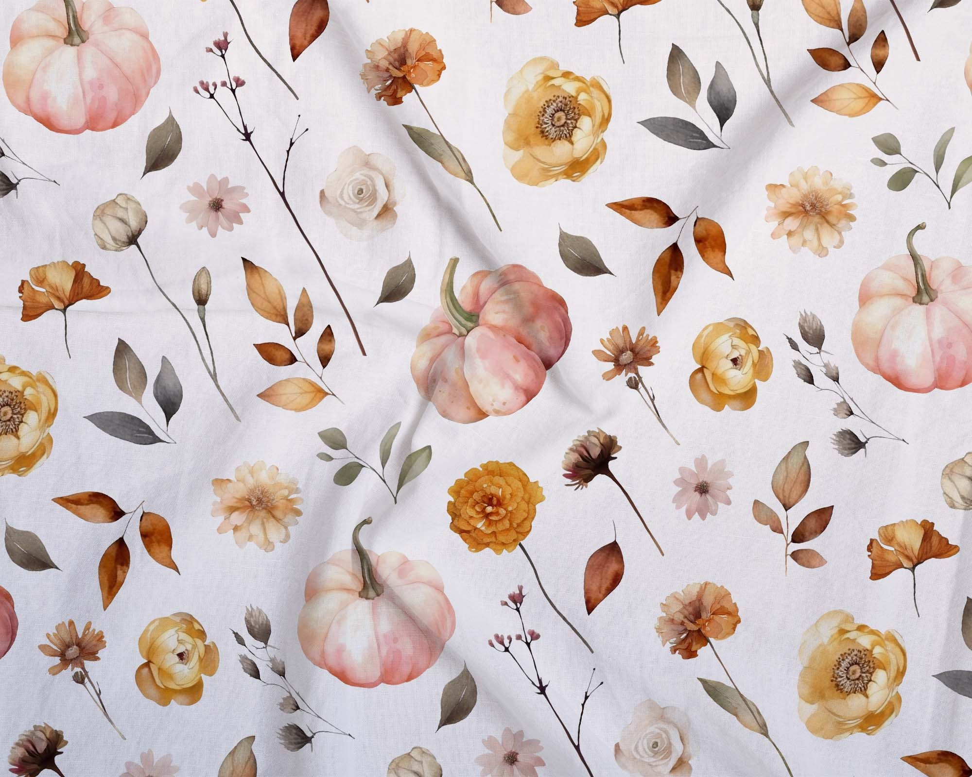 Watercolor Autumn Flowers Seamless Pattern Digital Paper Fabric Textile ...