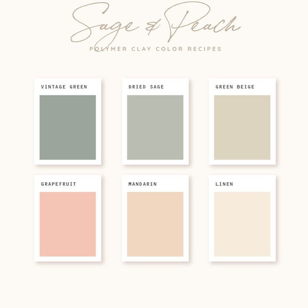 Polymer Clay Color Recipe - Sage & Peach - Polymer Clay Color Guide- Sculpey Clay Color Mixing - Digital download - Spring Palette