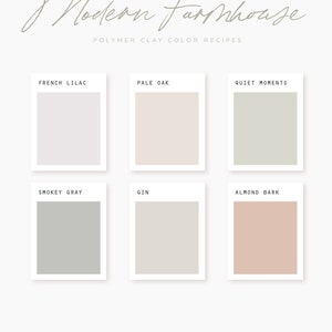Polymer Clay Color Recipe - Modern Farmhouse - Polymer Clay Color Guide - Sculpey Clay Color Mixing - Digital download - Neutral Palette