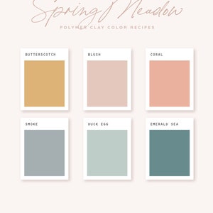 Polymer Clay Color Recipe - Spring Meadow - Polymer Clay Color Guide- Sculpey Clay Color Mixing - Digital download - Pastel Palette