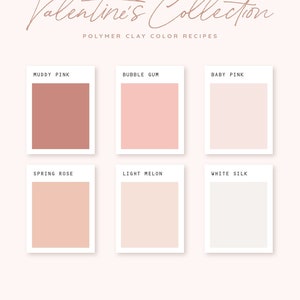 Polymer Clay Color Recipe - Valentine&#39;s Day - Polymer Clay Color Guide- Sculpey Clay Color Mixing - Digital download - Pink Palette