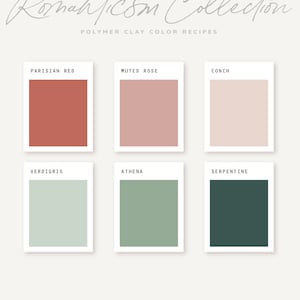 Polymer Clay Color Recipe - Romanticism Collection - Polymer Clay Color Guide- Sculpey Clay Color Mixing - Digital download - Spring Palette