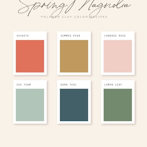 Polymer Clay Color Recipe - Spring Magnolia - Polymer Clay Color Guide- Sculpey Clay Color Mixing - Digital download - Seasonal Palette