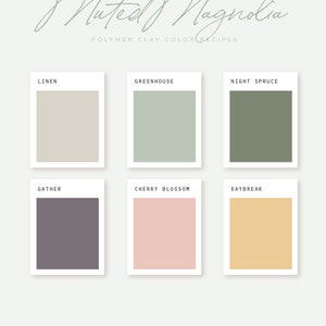 Polymer Clay Color Recipe Muted Magnolia Polymer Clay Color Guide Sculpey Clay Color Mixing Digital download Spring Palette image 1