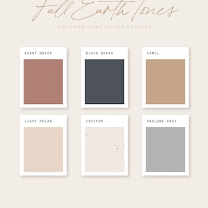 Polymer Clay Color Recipe - Fall Earth Tones - Polymer Clay Color Guide- Sculpey Clay Color Mixing - Digital download - Neutral Palette