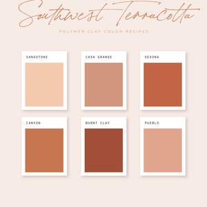 Polymer Clay Color Recipe - Southwest Terracotta - Polymer Clay Color Guide- Sculpey Clay Color Mixing - Digital download - Spring Palette