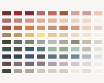 May include: A colour chart with 81 polymer clay colour recipes. The chart is divided into 9 rows and 9 columns, with each square containing a different colour of clay. The colours range from red, orange, yellow, green, blue, purple, and brown.
