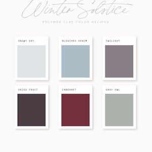 Polymer Clay Color Recipe - Winter Solstice - Polymer Clay Color Guide- Sculpey Clay Color Mixing - Digital download - Holiday Palette
