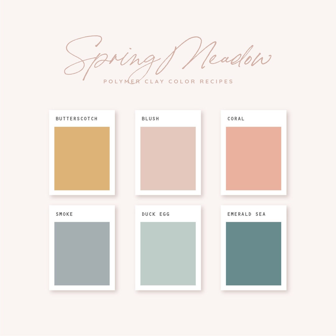 Spring Color Palette Recipe Card for Polymer Clay - Printable Studio Cards