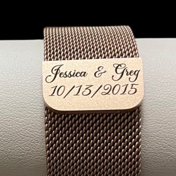 Correa de reloj milanesa personalizada de 38/40/41 mm y 42/44/45 mm, pulsera de acero inoxidable grabada para iWatch.