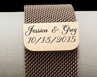 Personalized Milanese Watch Band Strap 38/40/41mm & 42/44/45mm Engraved Milanese Loop Bracelet Stainless Steel Bracelet Strap for Iwatch