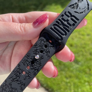 The Joker ~ Laser Engraved Silicone iWatch Band Compatible with Smart iWatch (Joker Design) Earbuds Add on! | Men&#39;s Gifts / Woman&#39;s Gifts