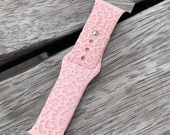 Leopard / Cheetah~ Laser Engraved Silicone Band Compatible w/ Smart Watch (Leopard Design) Earbuds Add on!  | Men's Gifts / Woman's Gifts
