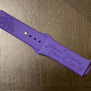Mama Bear ~ Best Mom Ever ~ Samsung Watch Custom Personalized Laser Engraved Silicone Band Comp w/ Smart Watch & Samsung Galaxy Active band