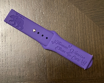 Mama Bear ~ Best Mom Ever ~ Samsung Watch Custom Personalized Laser Engraved Silicone Band Comp w/ Smart Watch & Samsung Galaxy Active band