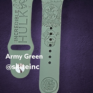 The Incredible Hulk ~ Custom Personalized Laser Engraved Silicone Band Comp w/ Smart Watch& Samsung Galaxy Watch/Active band (Hulk Design)